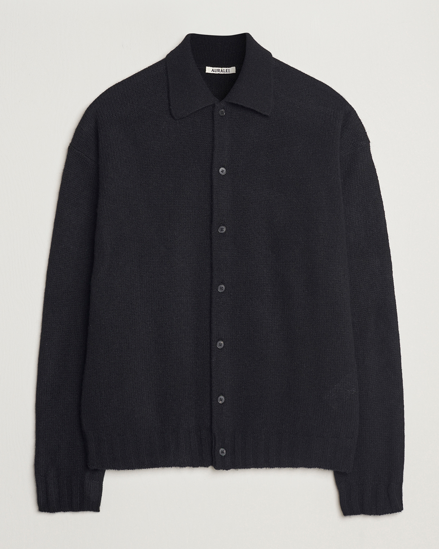 Herren | Pullover | Auralee | Shetland Wool/Cashmere Cardigan Black