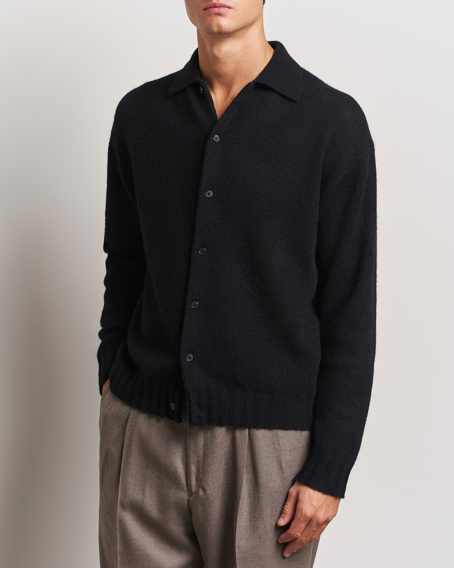 Herren | Pullover | Auralee | Shetland Wool/Cashmere Cardigan Black