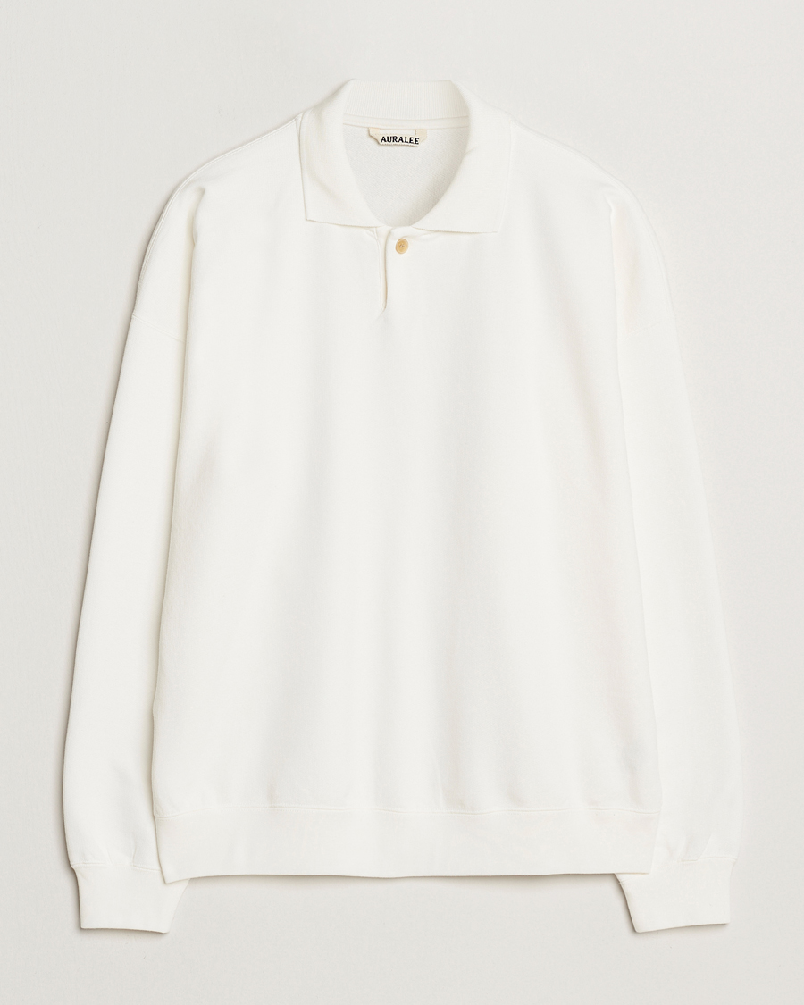 Herren | Pullover | Auralee | Pima Cotton Long Sleeve Polo White