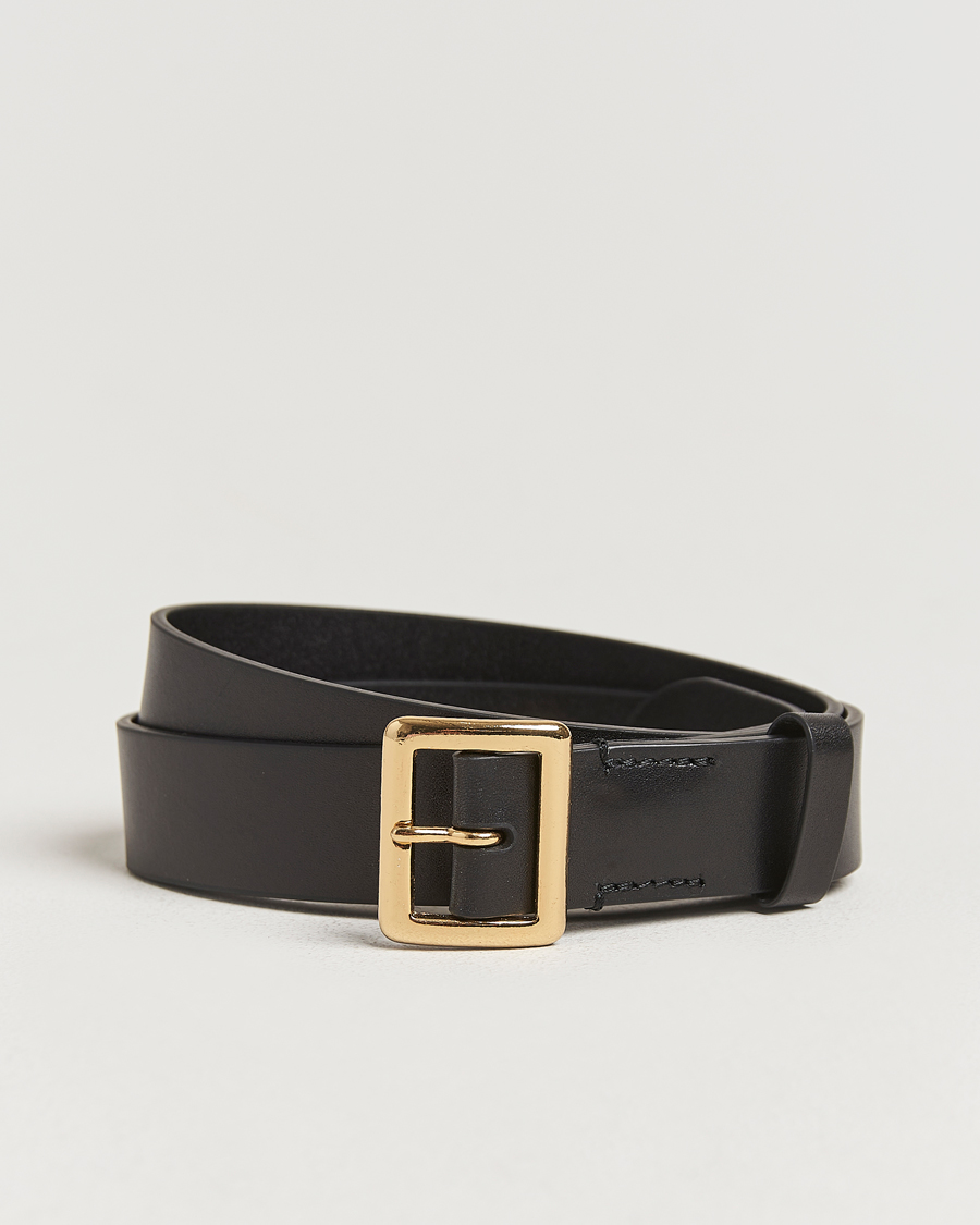 Herren | Auralee Leather Square Buckle Belt Black | Auralee | Leather Square Buckle Belt Black