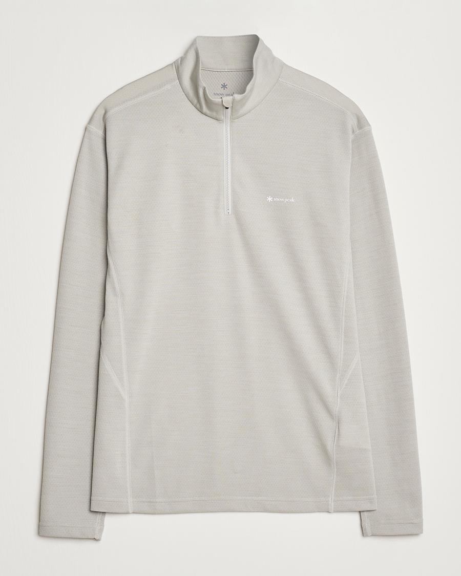 Herren | T-Shirts | Snow Peak | Wool Blend Half Zip T-Shirt Icegrey