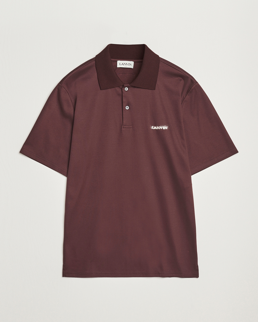 Herren | Poloshirts | Lanvin | Mohair Logo Short Sleeve Polo Burgundy