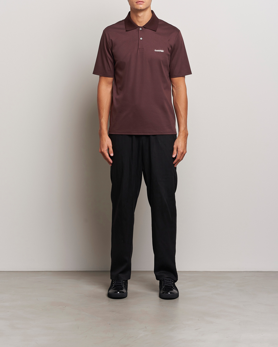 Herren | Poloshirts | Lanvin | Mohair Logo Short Sleeve Polo Burgundy