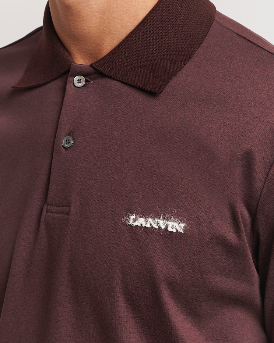 Herren | Poloshirts | Lanvin | Mohair Logo Short Sleeve Polo Burgundy