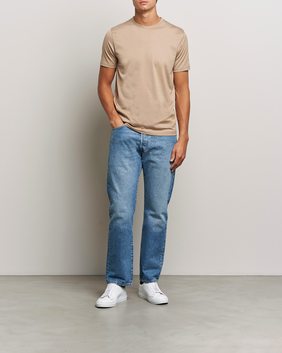 Herren | T-Shirts | Sunspel | Crew Neck Q82 Cotton T-Shirt Sandstone