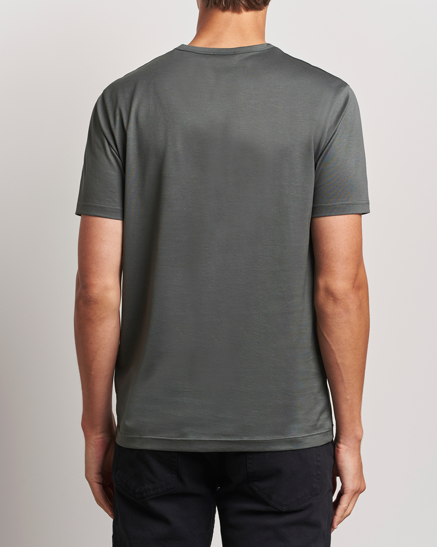 Herren | T-Shirts | Sunspel | Crew Neck Q82 Cotton T-Shirt Drill Green