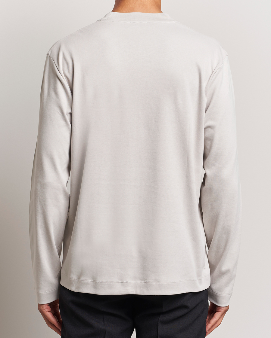 Herren | T-Shirts | Sunspel | Heavyweight Mock Neck Long Sleeve T-Shirt Putty