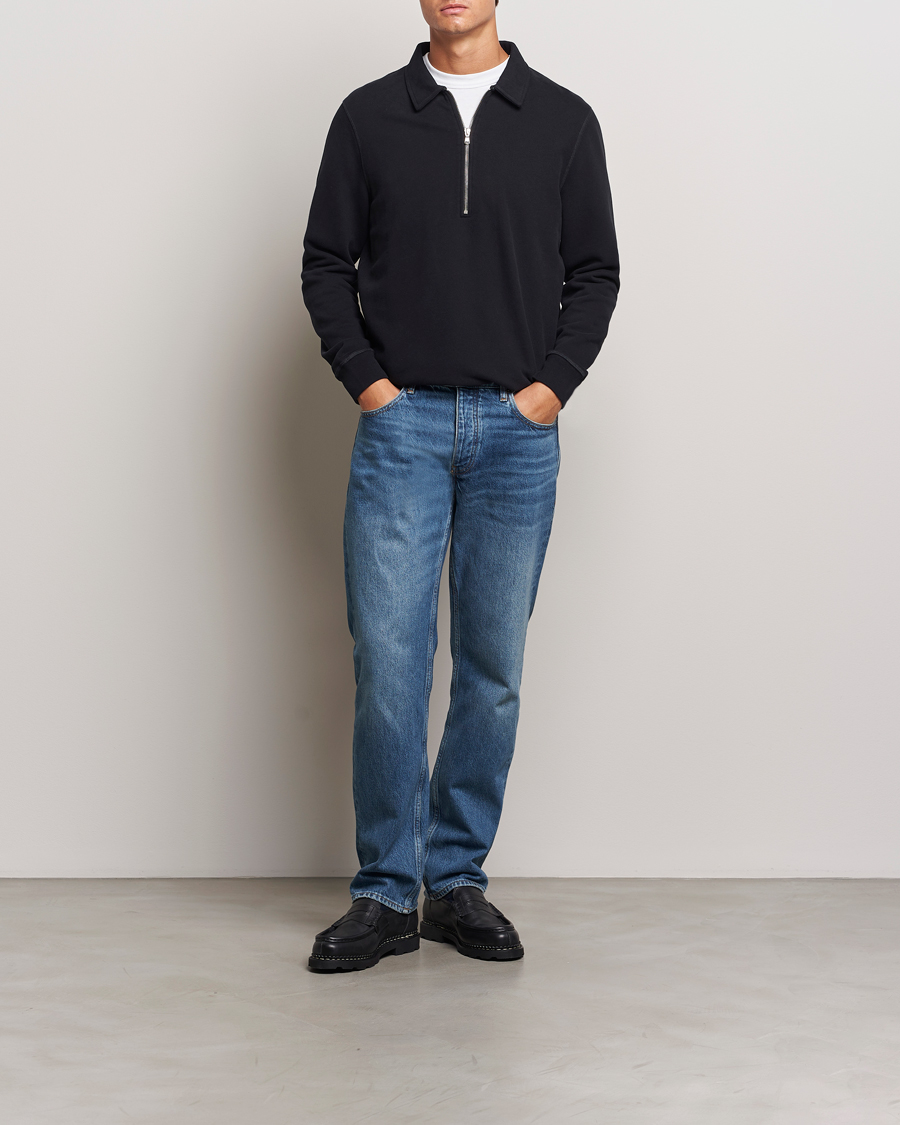 Herren | Pullover | Sunspel | Zip Loopback Sweatshirt Polo Black