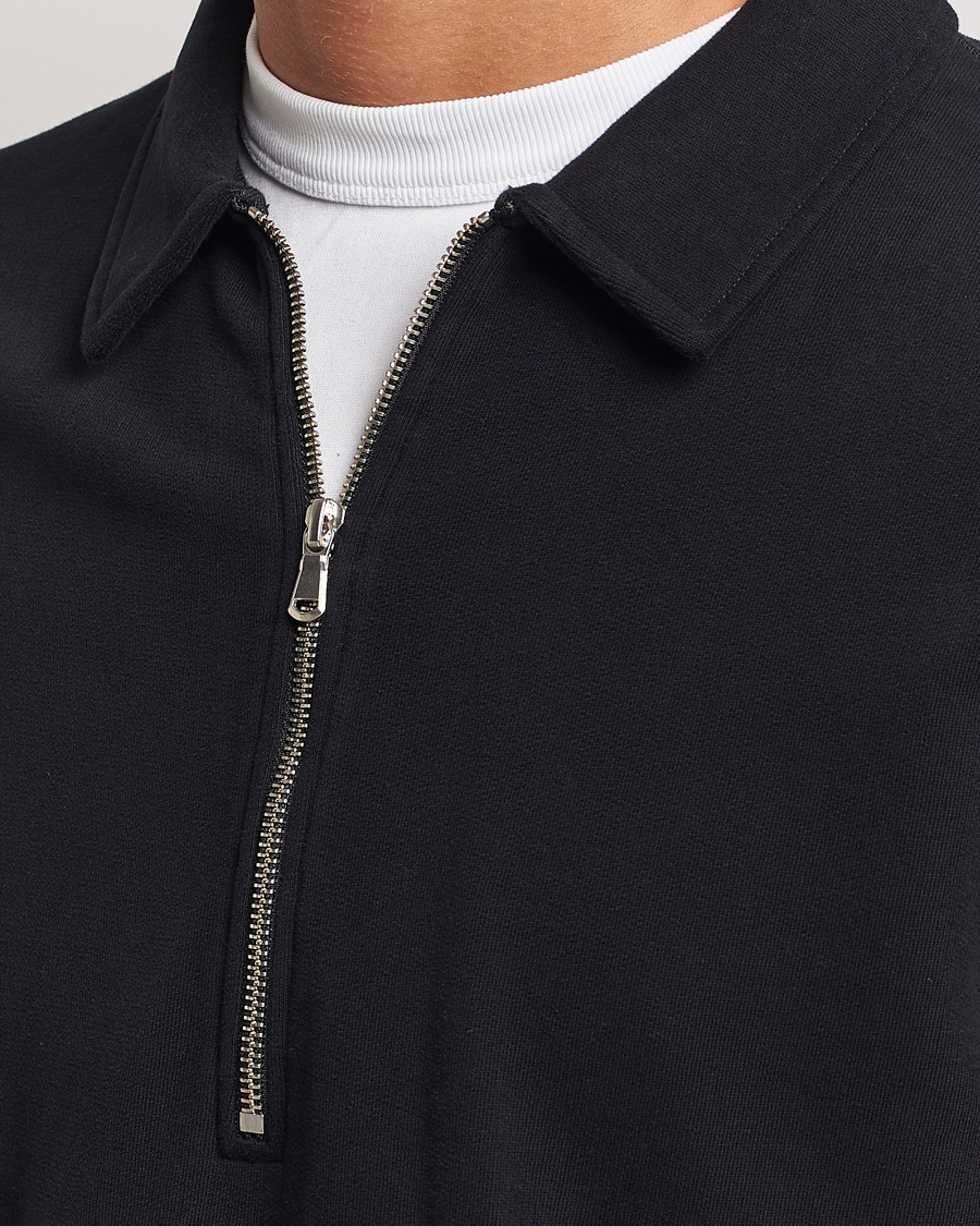 Herren | Pullover | Sunspel | Zip Loopback Sweatshirt Polo Black
