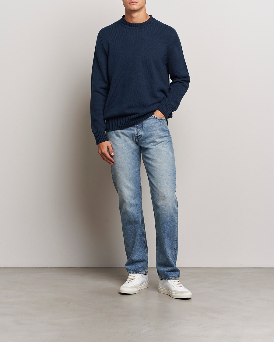 Herren | Pullover | Sunspel | Mid Weight Cotton Crew Ligh Navy