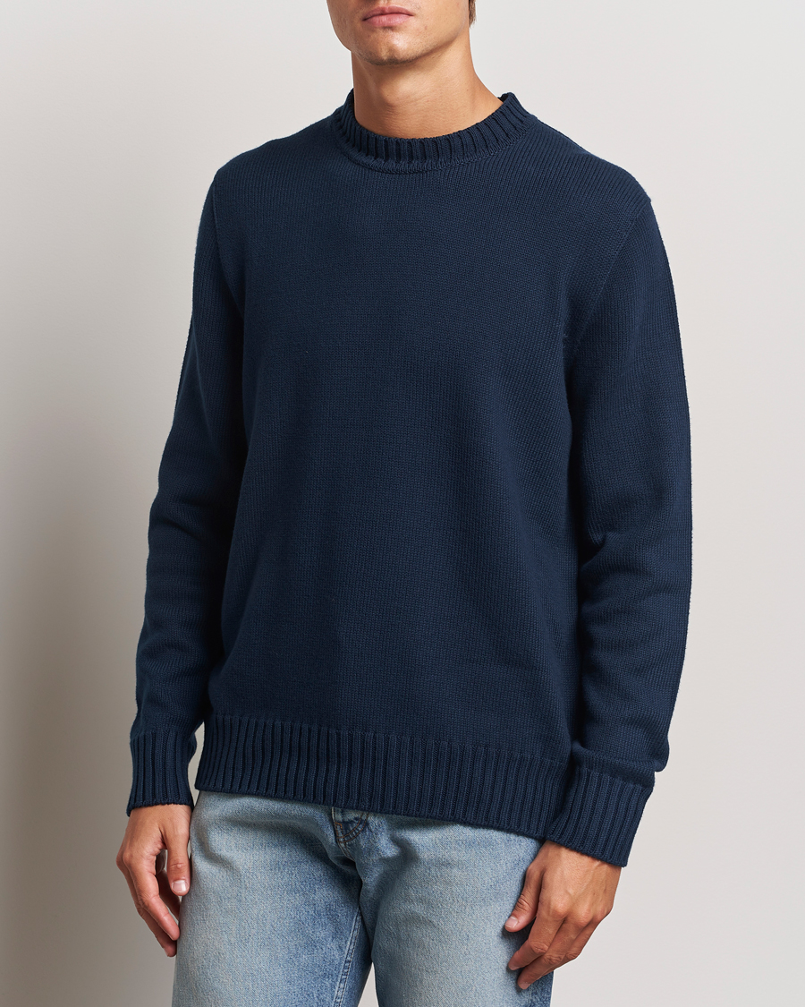 Herren | Pullover | Sunspel | Mid Weight Cotton Crew Ligh Navy