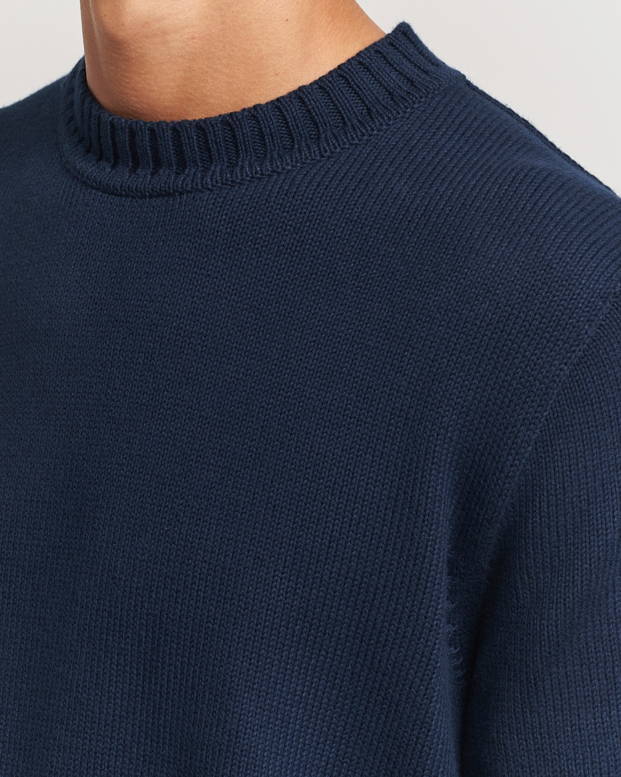 Herren | Pullover | Sunspel | Mid Weight Cotton Crew Ligh Navy