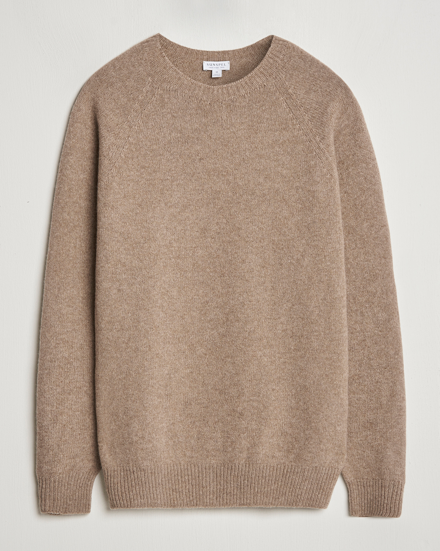 Herren | Pullover | Sunspel | Lambswool Crewneck Sandstone