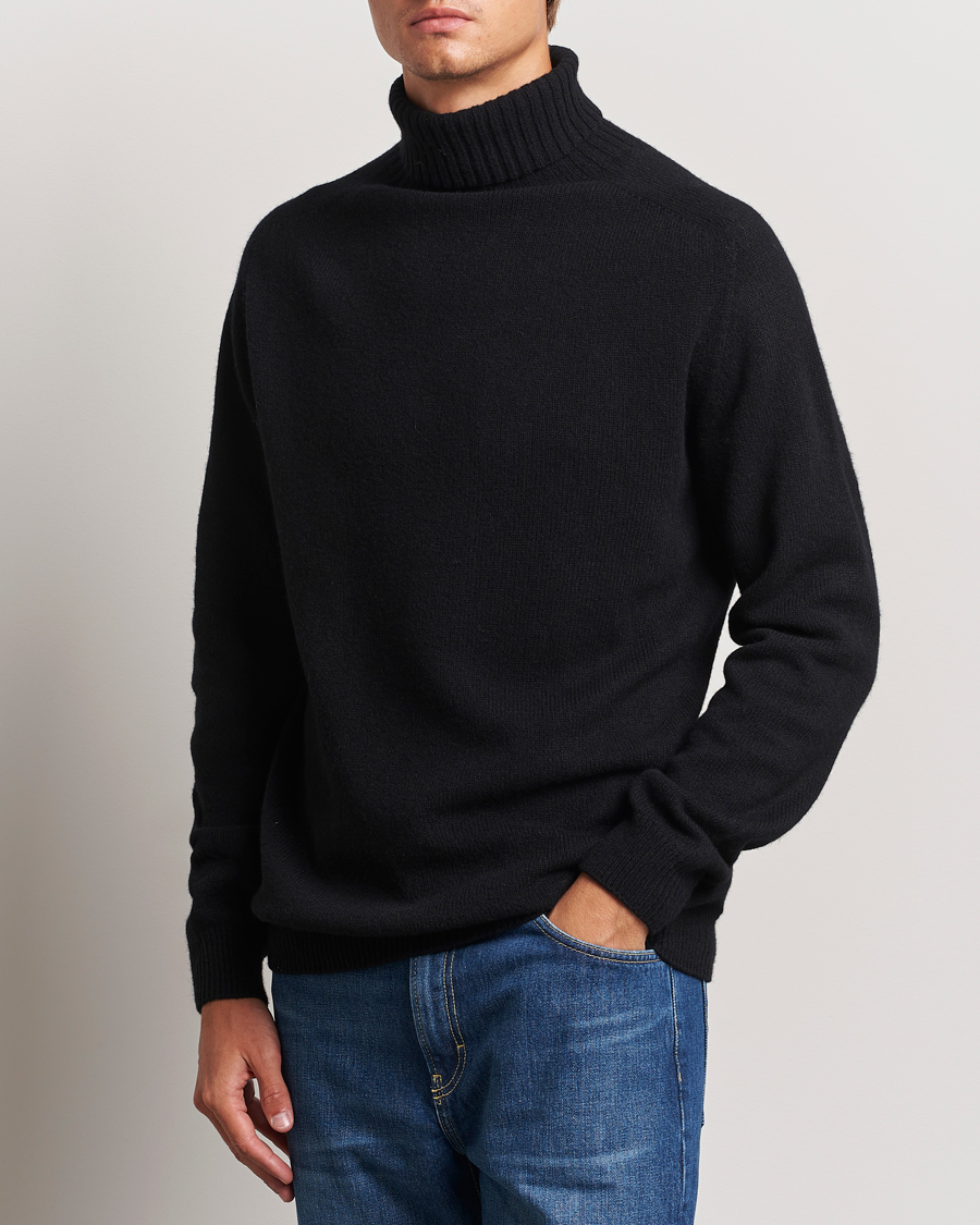 Herren | Pullover | Sunspel | Lambswool Poloshirt Black