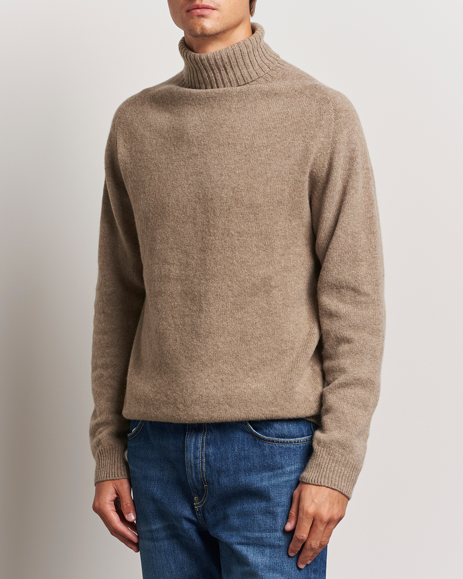 Herren | Pullover | Sunspel | Lambswool Poloshirt Sandstone