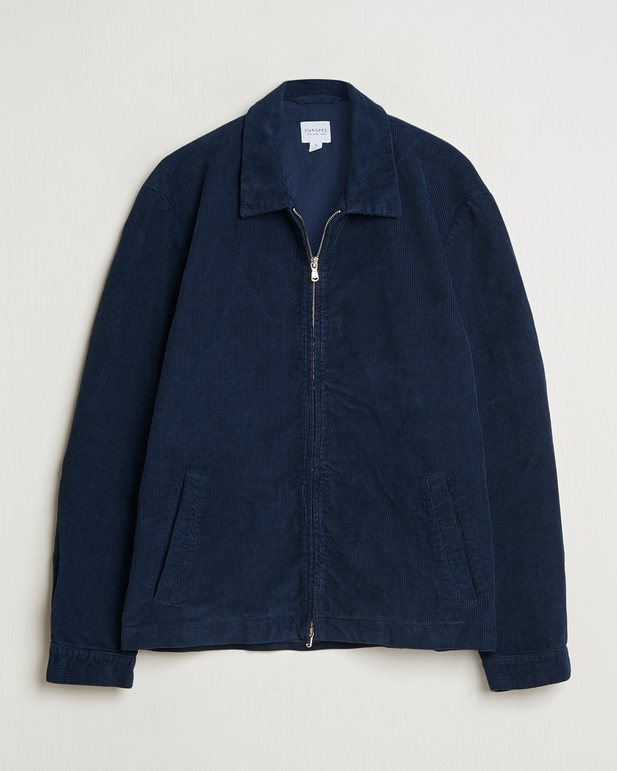 Herren | Jacken | Sunspel | Corduroy Harrington Jacket Navy