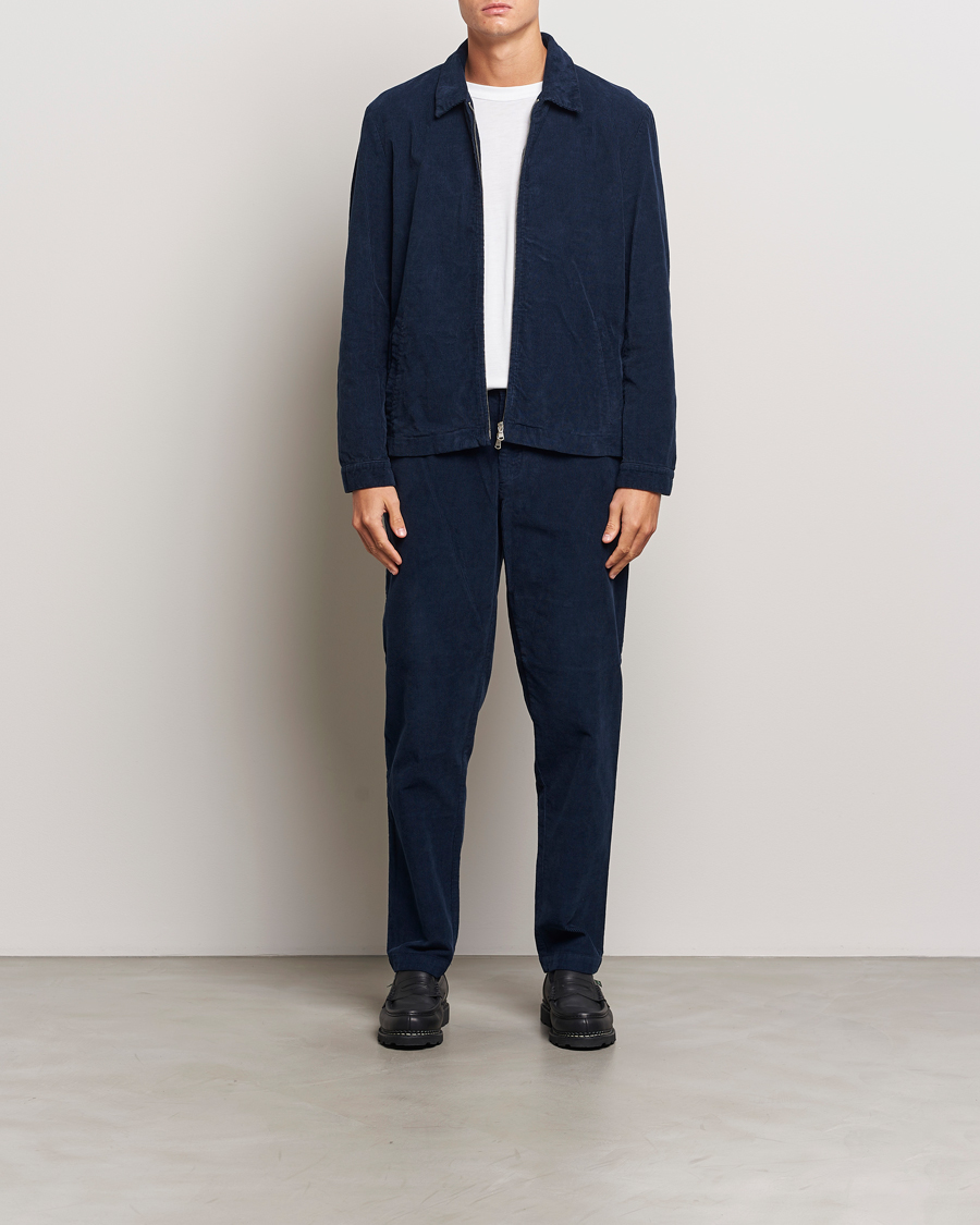 Herren | Jacken | Sunspel | Corduroy Harrington Jacket Navy