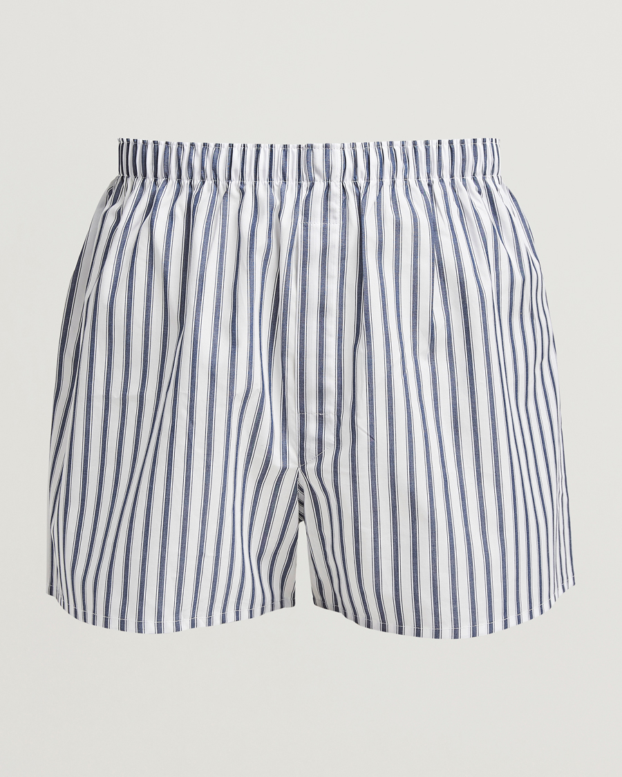 Herren | Unterwäsche | Sunspel | Cotton Stripe Boxer Broken Bar Stripe