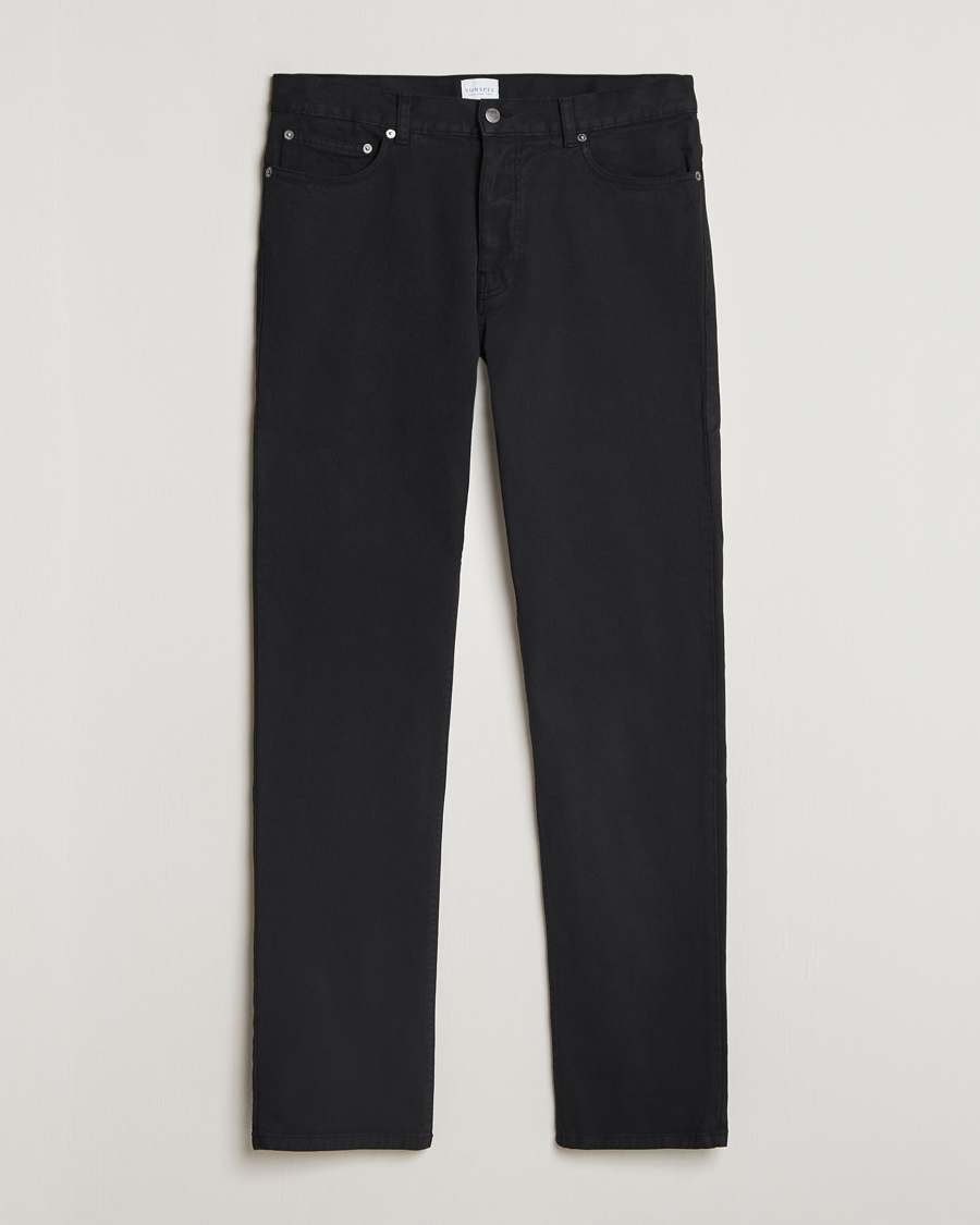 Herren | Hosen | Sunspel | Five Pocket Cotton Twill Trousers Black