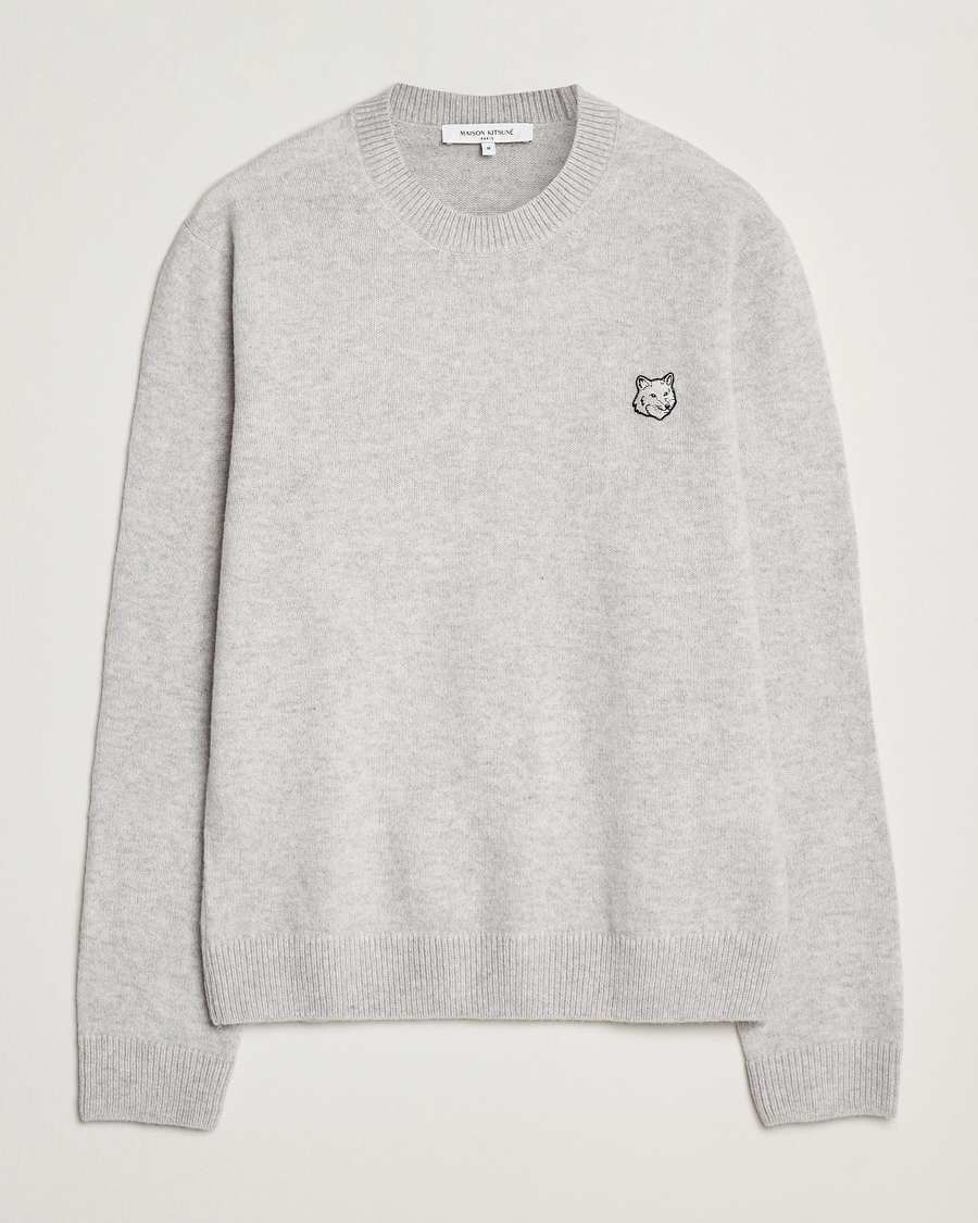 Herren | Pullover | Maison Kitsuné | Bold Fox Lambswool Crew Neck Light Grey Melange