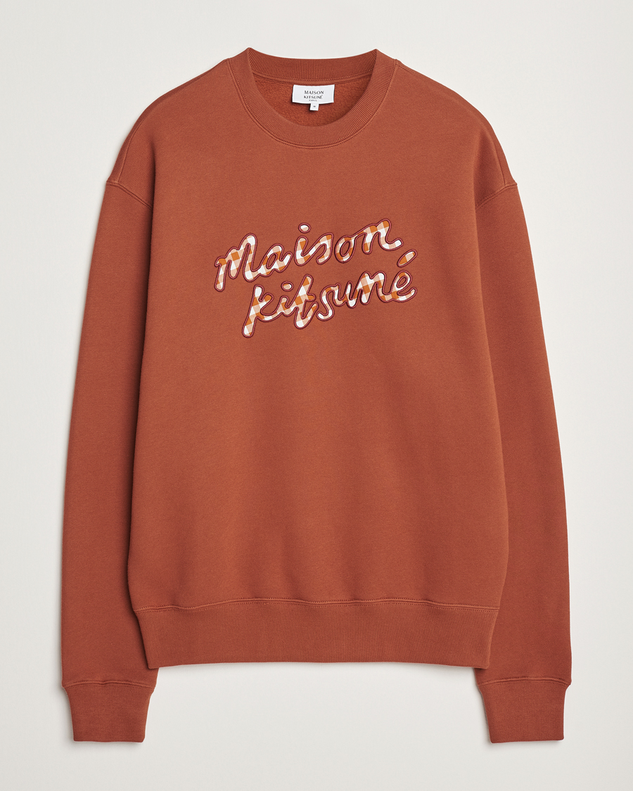 Herren | Pullover | Maison Kitsuné | Gingham Handwriting Sweatshirt Pecan