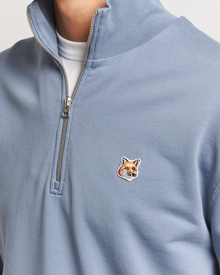 Herren | Pullover | Maison Kitsuné | Fox Head Half Zip Sweatshirt Moonlight Blue