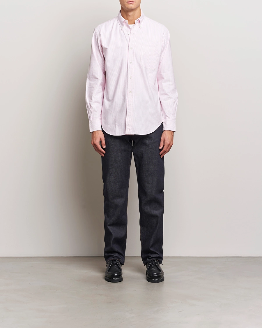 Herren | Hemden | Kamakura Shirts | Vintage Ivy Oxford Button Down Shirt Pink Stripe