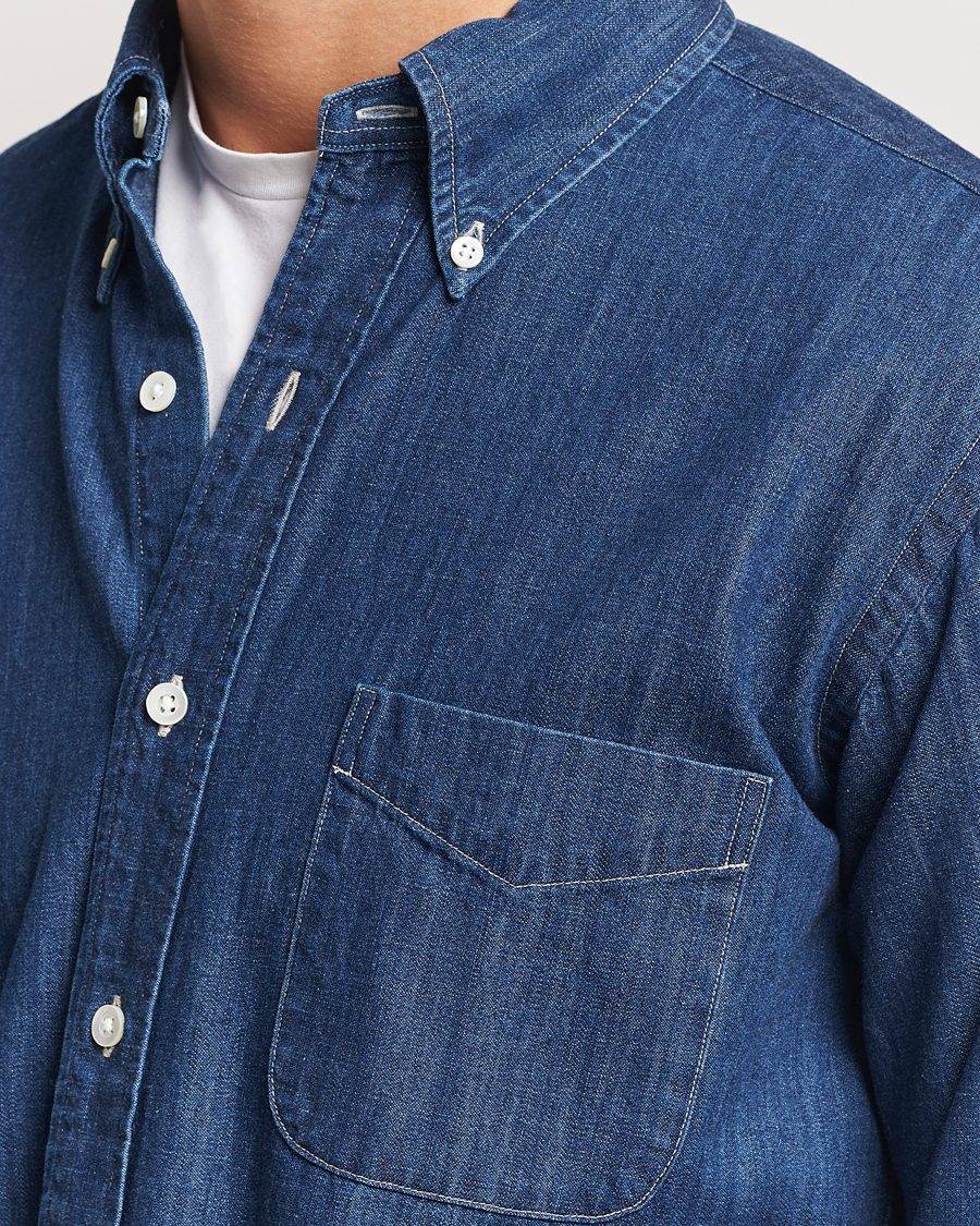 Herren | Hemden | Kamakura Shirts | Vintage Ivy Denim Button Down Shirt Dark Blue