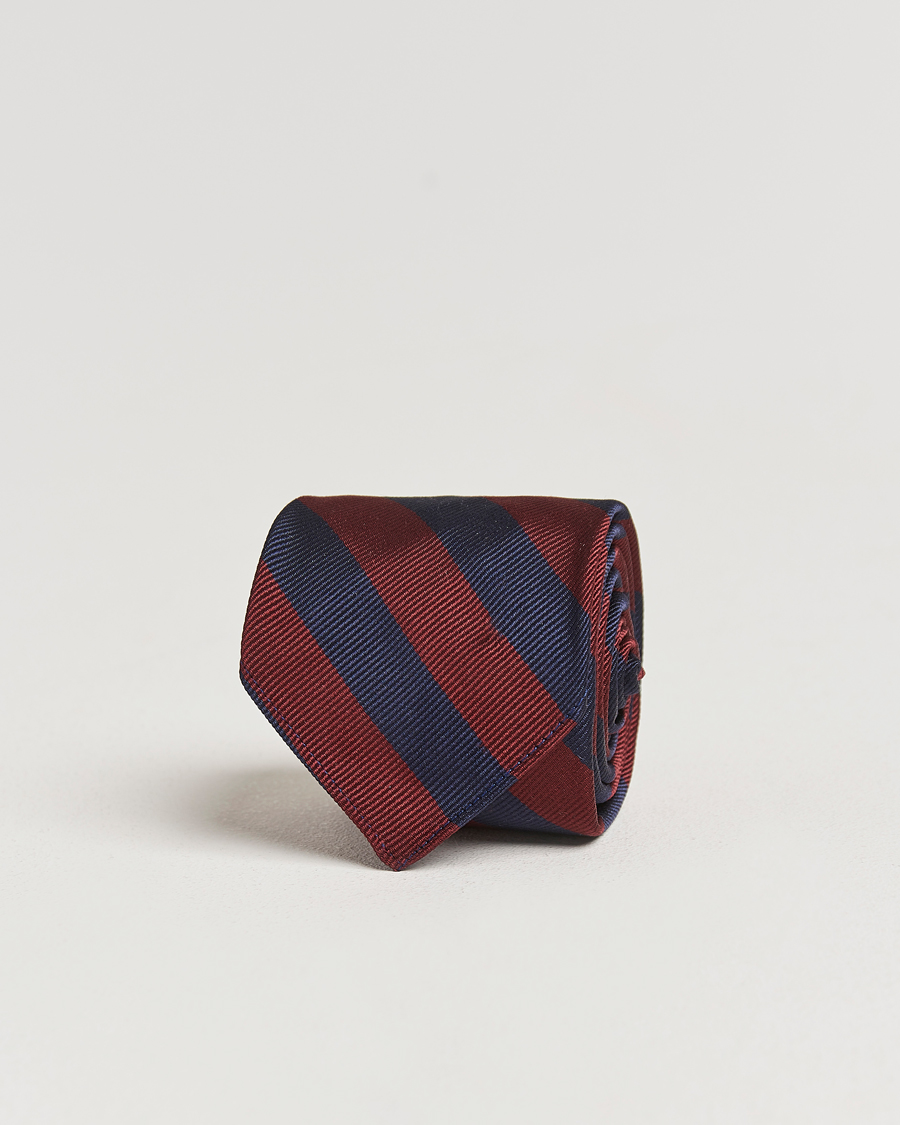 Herren | Kamakura Shirts Vintage Ivy Regimental Stripe Silk Tie Navy/Burgundy | Kamakura Shirts | Vintage Ivy Regimental Stripe Silk Tie Navy/Burgundy