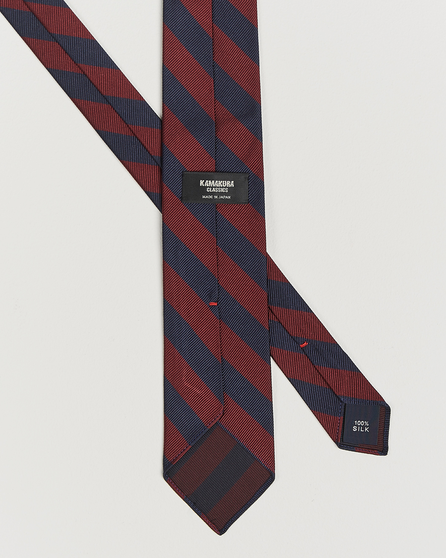 Herren | Kamakura Shirts Vintage Ivy Regimental Stripe Silk Tie Navy/Burgundy | Kamakura Shirts | Vintage Ivy Regimental Stripe Silk Tie Navy/Burgundy