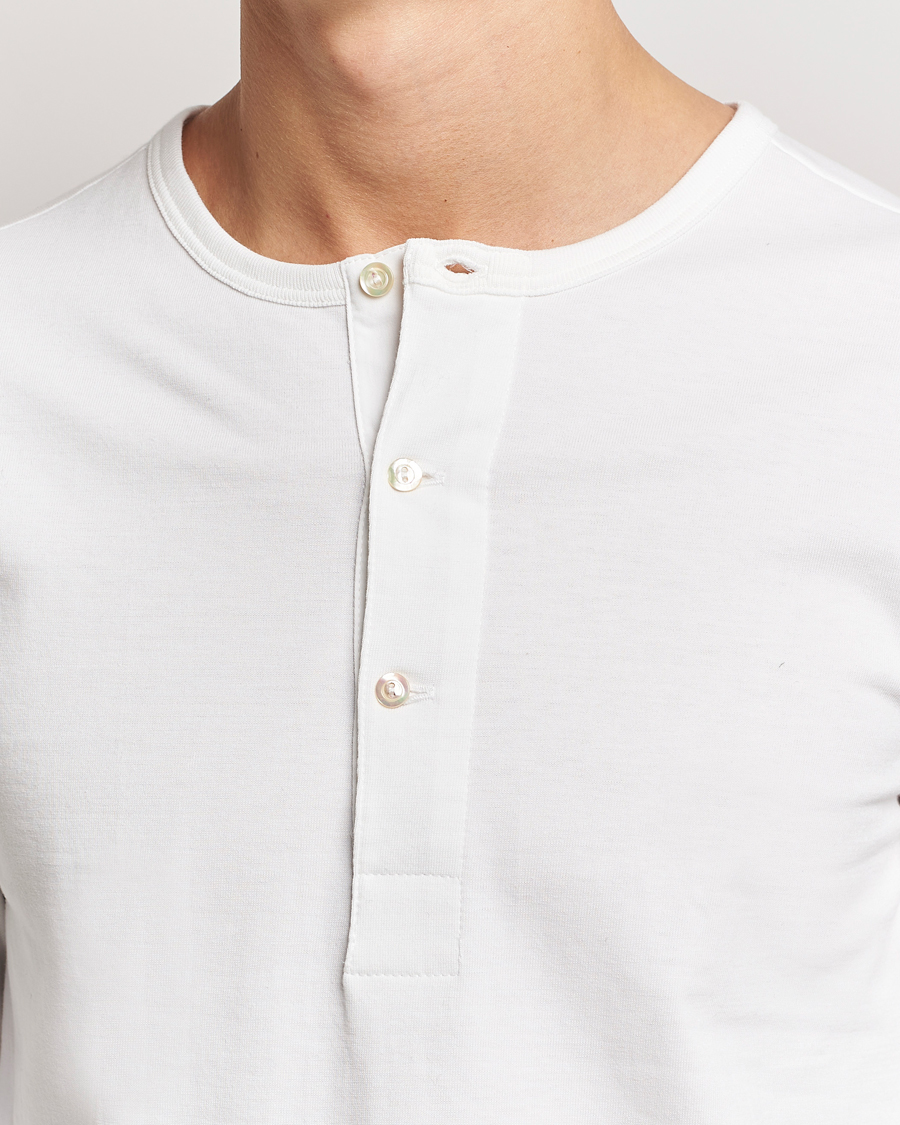 Herren | Pullover | Merz b. Schwanen | Classic Organic Cotton Henley Sweater White