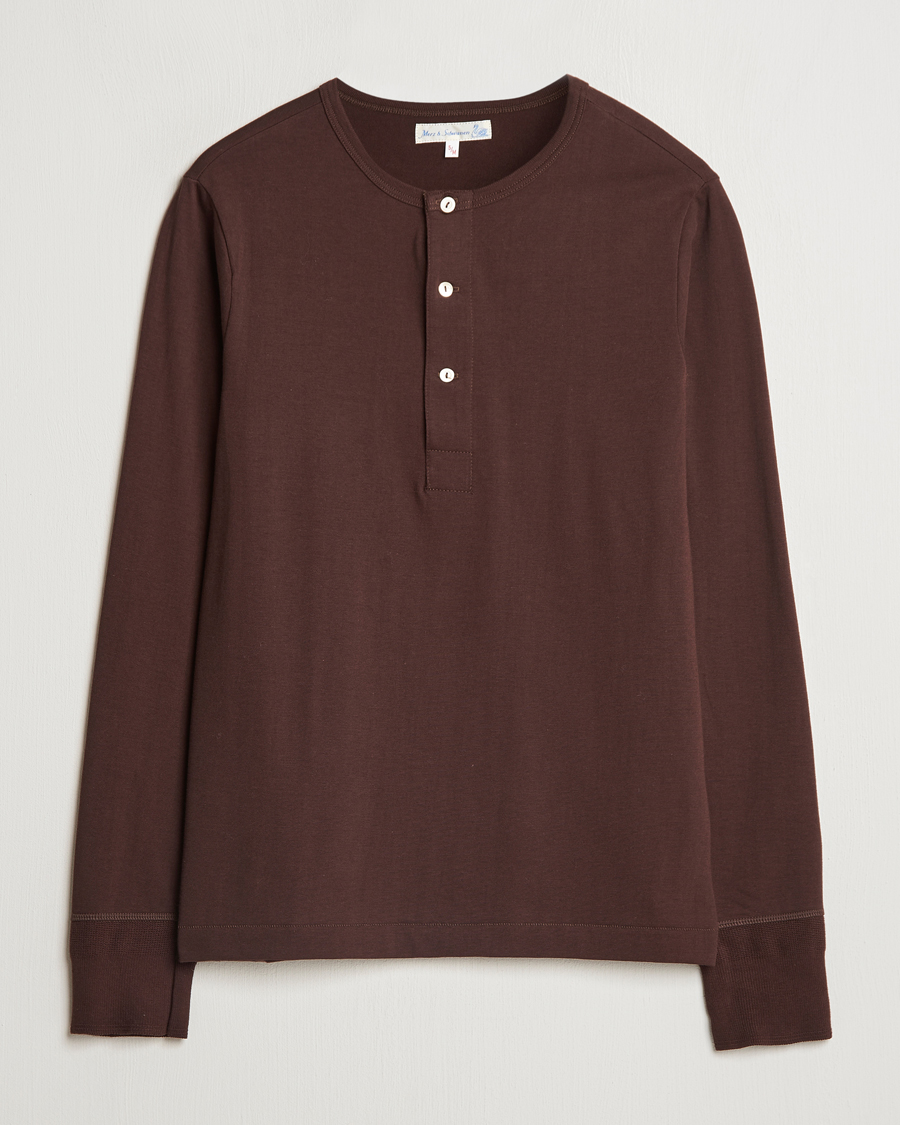 Herren | Pullover | Merz b. Schwanen | Classic Organic Cotton Henley Coffee