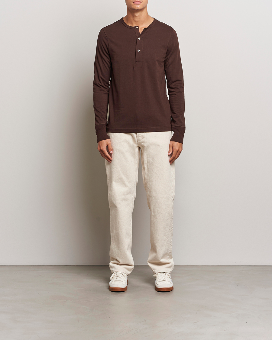 Herren | Pullover | Merz b. Schwanen | Classic Organic Cotton Henley Coffee