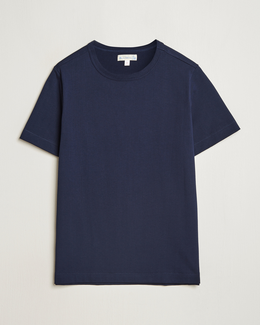 Herren | T-Shirts | Merz b. Schwanen | Relaxed Fit Loopwheeled T-Shirt Ink Blue