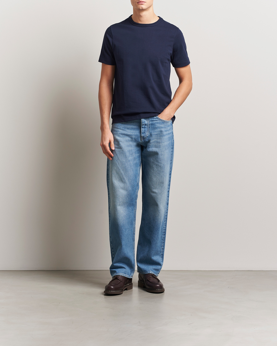 Herren | T-Shirts | Merz b. Schwanen | Relaxed Fit Loopwheeled T-Shirt Ink Blue