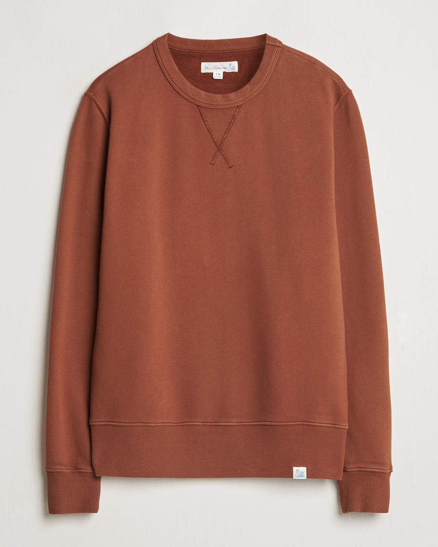 Herren | Pullover | Merz b. Schwanen | Vintage Fleece Crew Neck Sweatshirt Chestnut