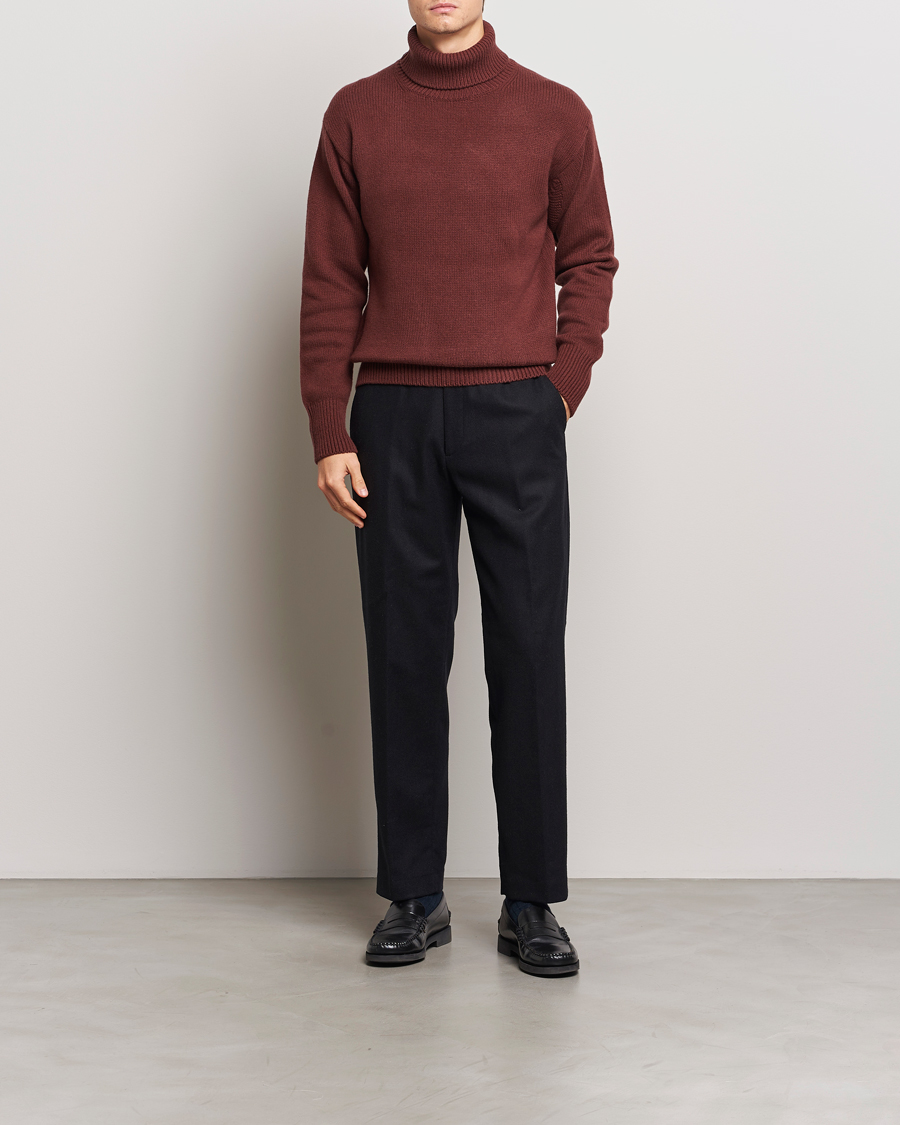 Herren | Pullover | Merz b. Schwanen | Merino/Cashmere Rollneck Bark Brown