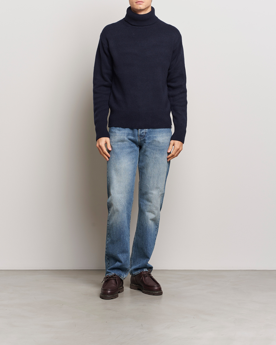 Herren | Pullover | Merz b. Schwanen | Merino/Cashmere Rollneck Dark Navy