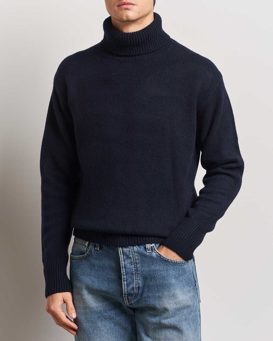 Herren | Pullover | Merz b. Schwanen | Merino/Cashmere Rollneck Dark Navy