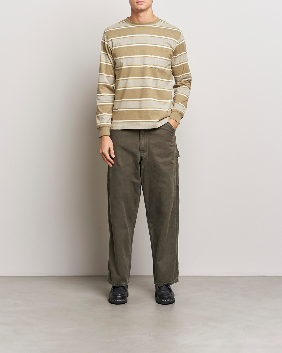Herren | T-Shirts | BEAMS PLUS | Wide Stripe Pocket T-Shirt Olive