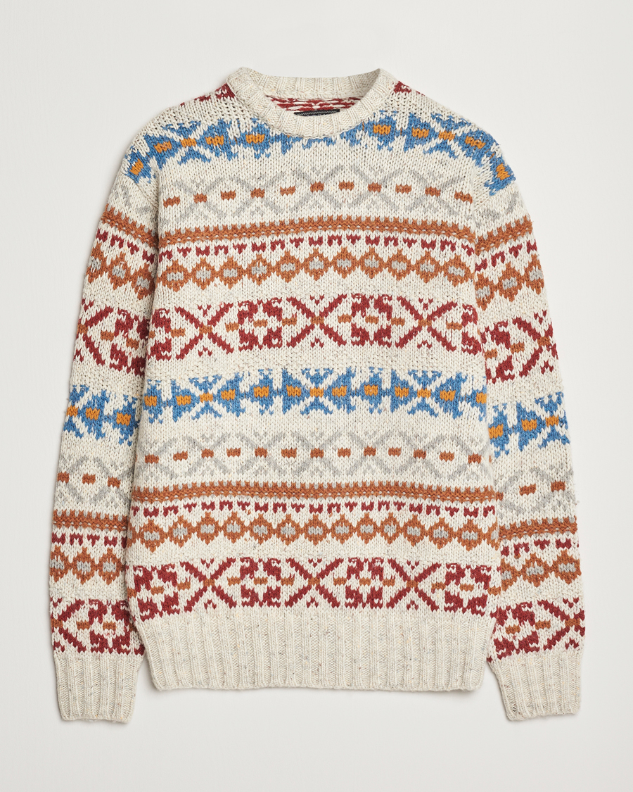 Herren | Pullover | BEAMS PLUS | Fair Isle Crew Neck Sweater Off White