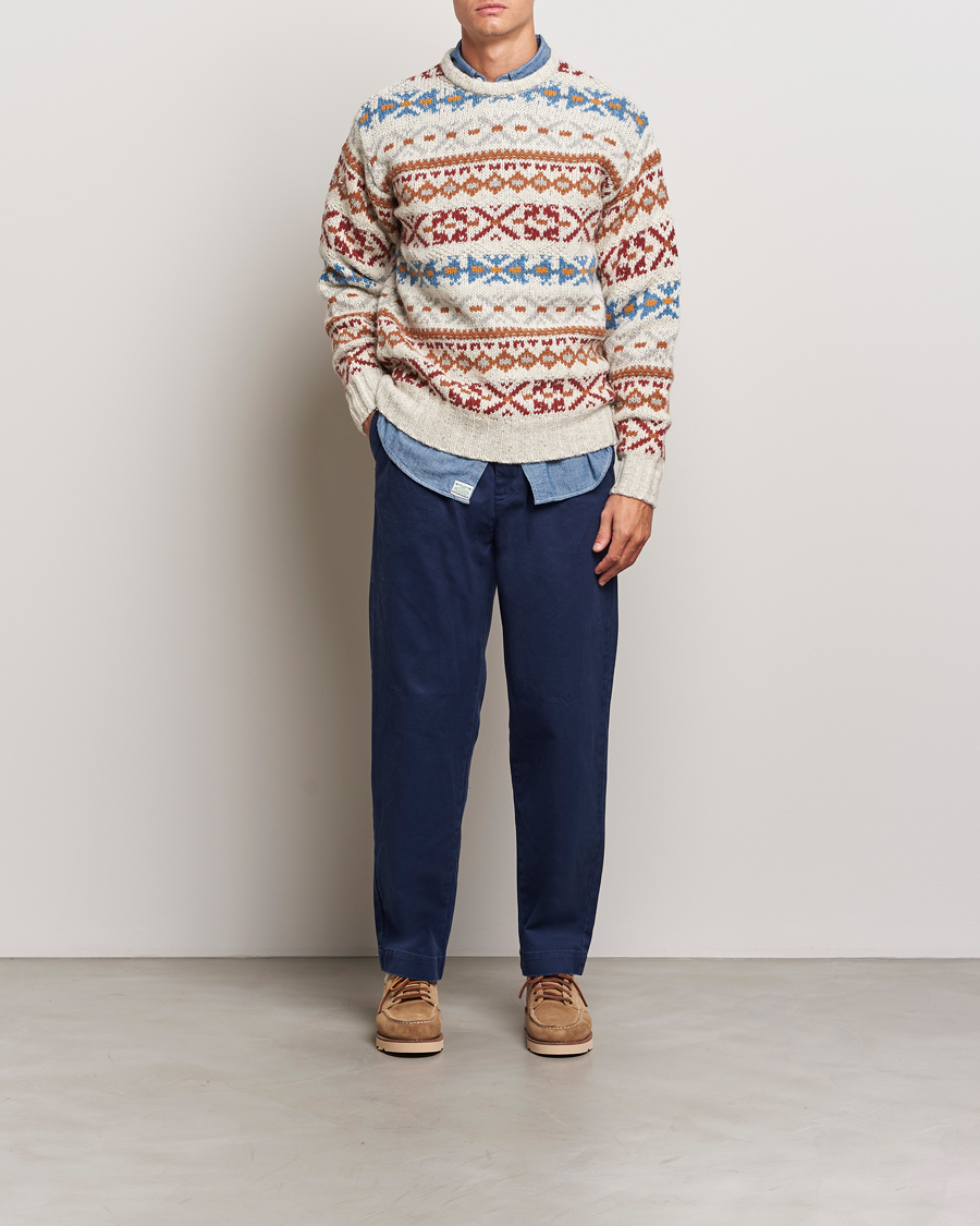Herren | Pullover | BEAMS PLUS | Fair Isle Crew Neck Sweater Off White