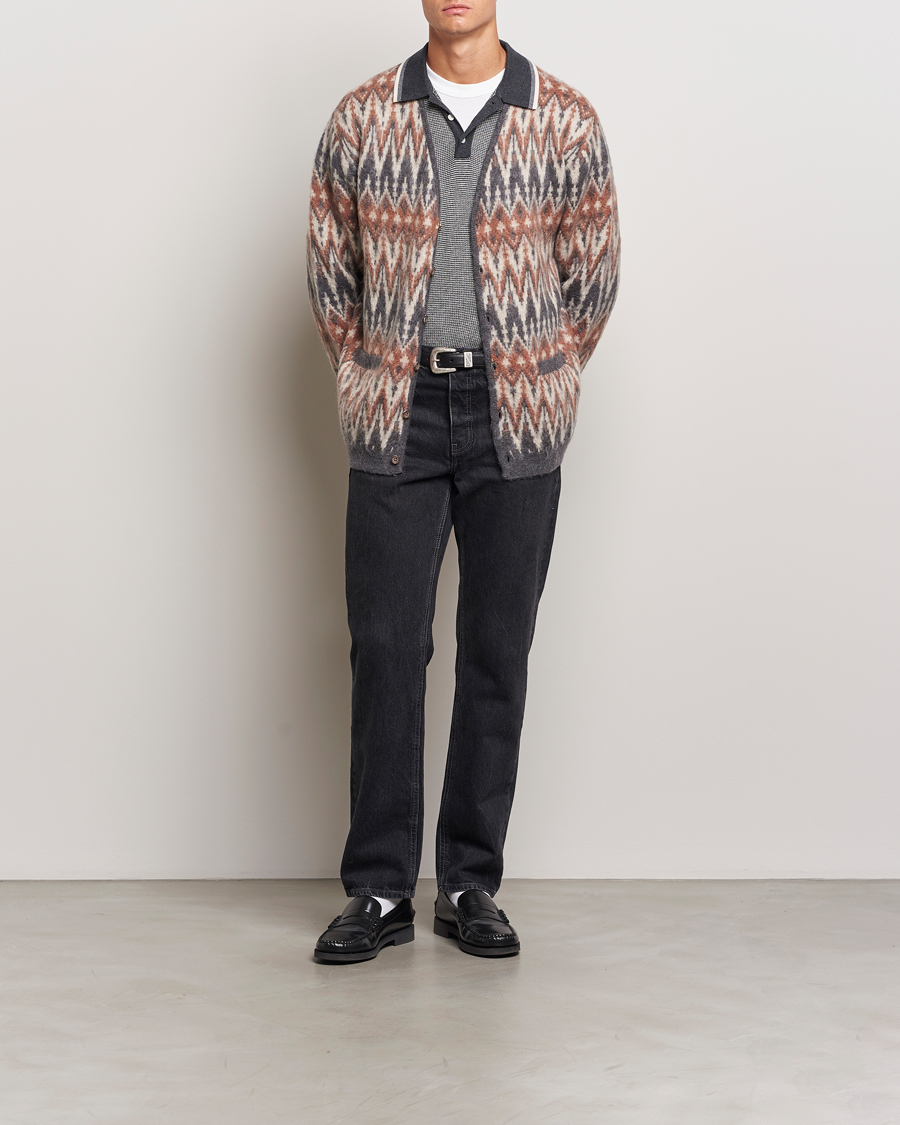 Herren | Pullover | BEAMS PLUS | Chevron Jacquard Cardigan Grey