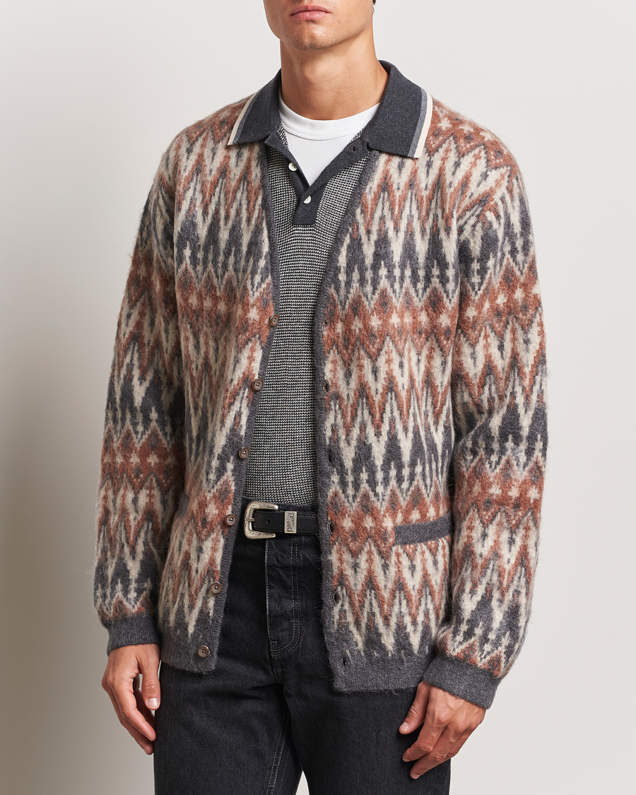 Herren | Pullover | BEAMS PLUS | Chevron Jacquard Cardigan Grey
