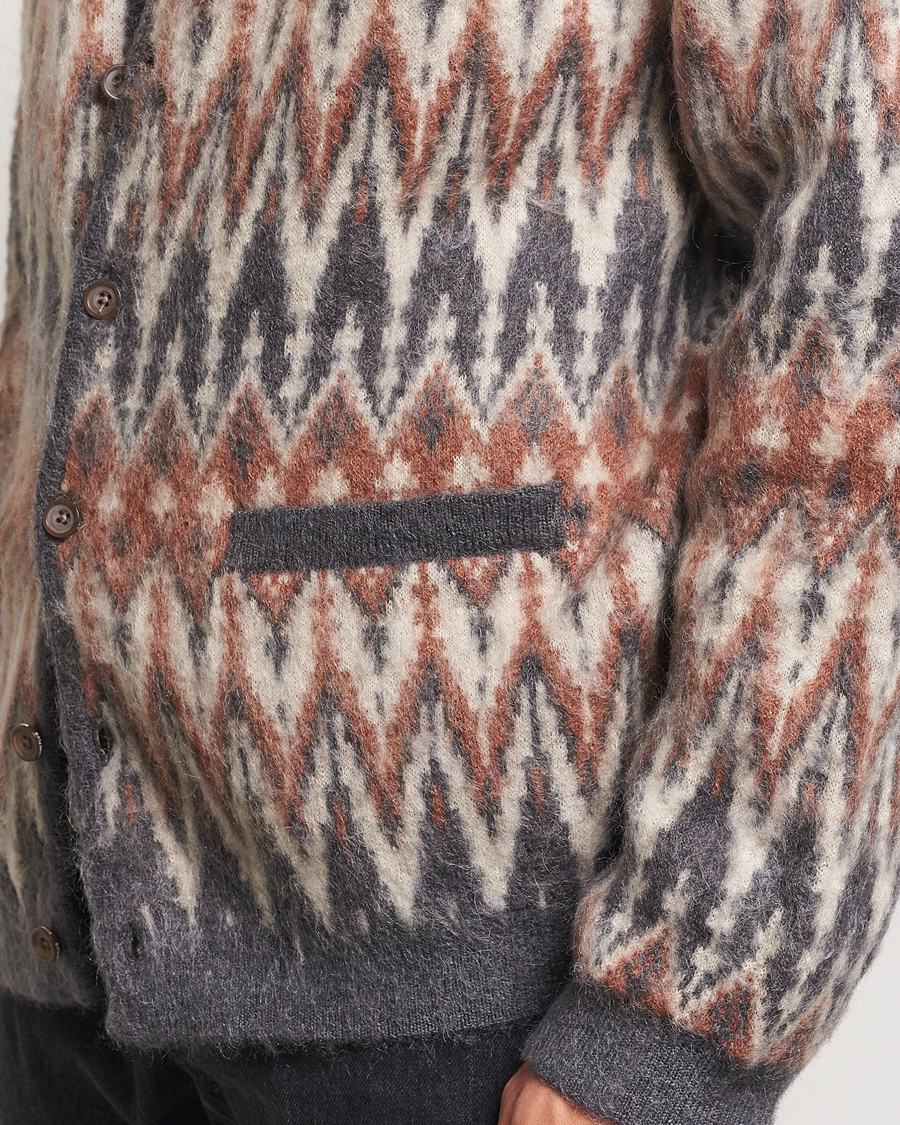 Herren | Pullover | BEAMS PLUS | Chevron Jacquard Cardigan Grey