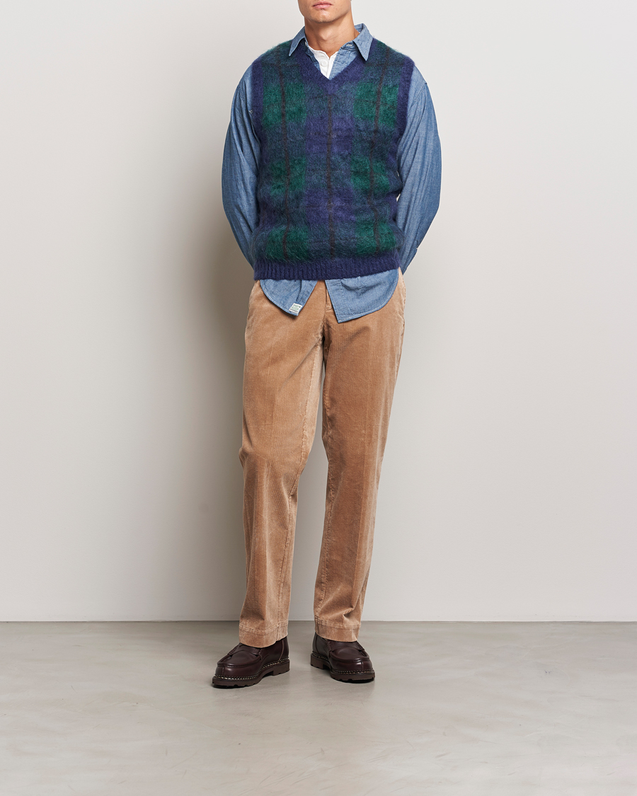 Herren | Pullover | BEAMS PLUS | Mohair Check Vest Navy