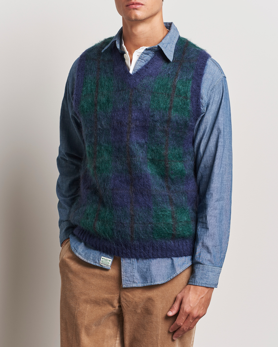 Herren | Pullover | BEAMS PLUS | Mohair Check Vest Navy