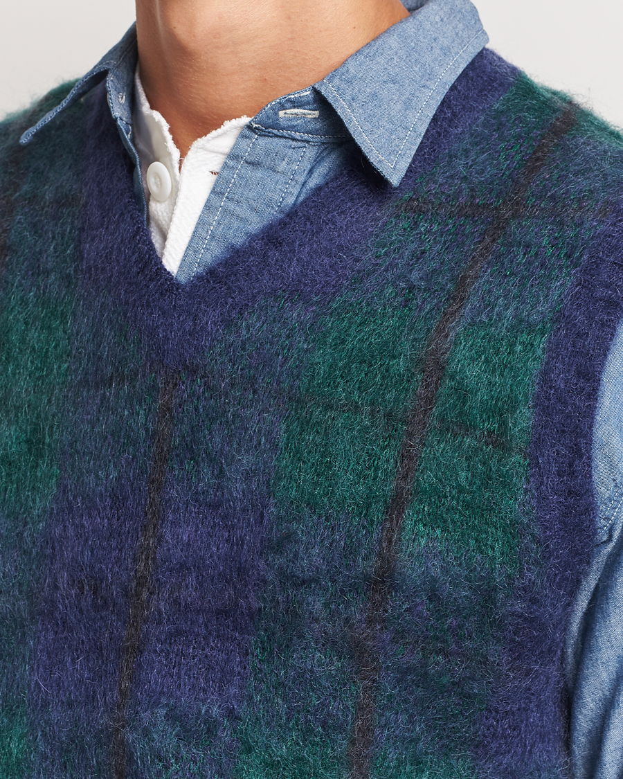 Herren | Pullover | BEAMS PLUS | Mohair Check Vest Navy