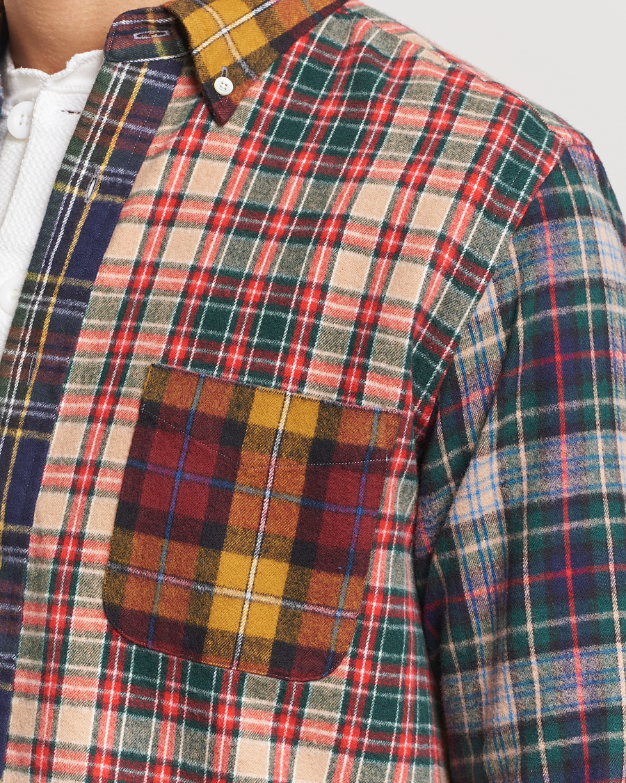 Herren | Hemden | BEAMS PLUS | Patchwork Flannel Button Down Shirt Mustard Multi