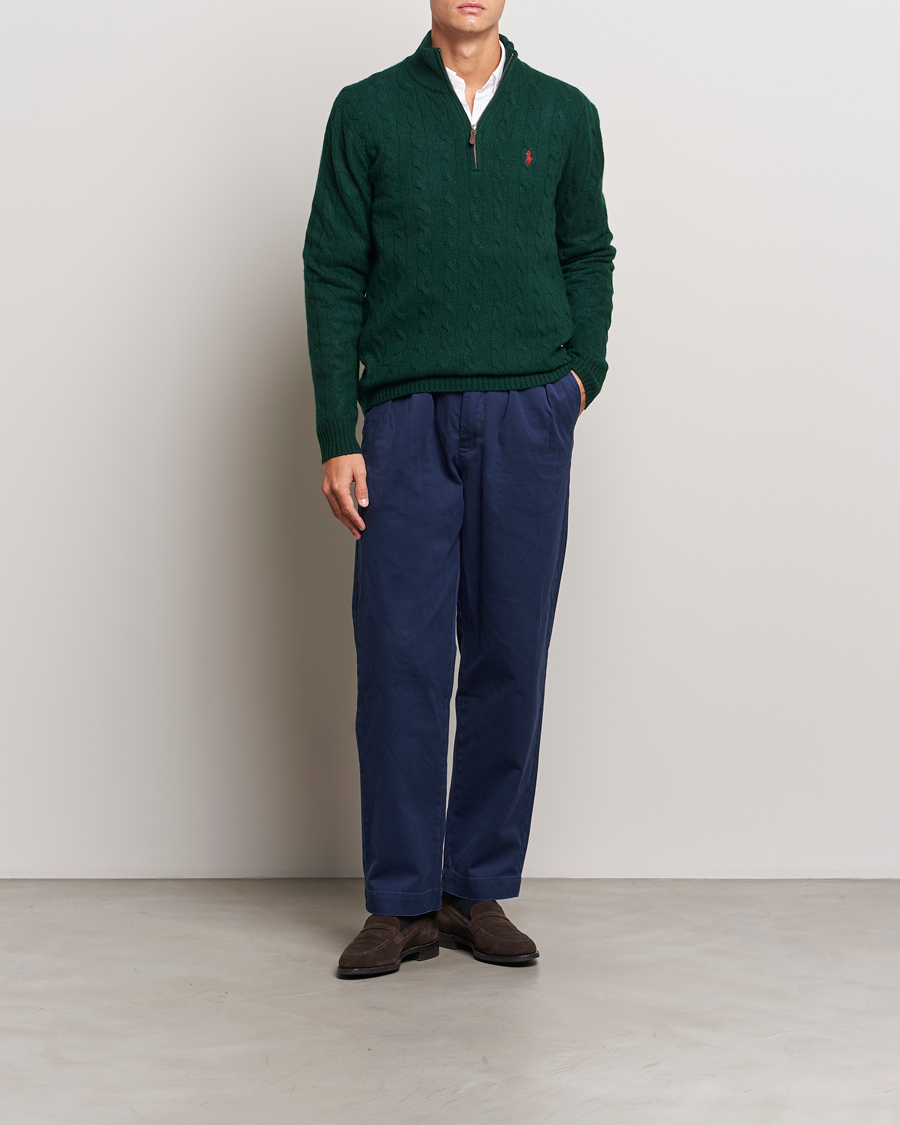 Herren | Pullover | Polo Ralph Lauren | Wool/Cashmere Cable Half Zip Green